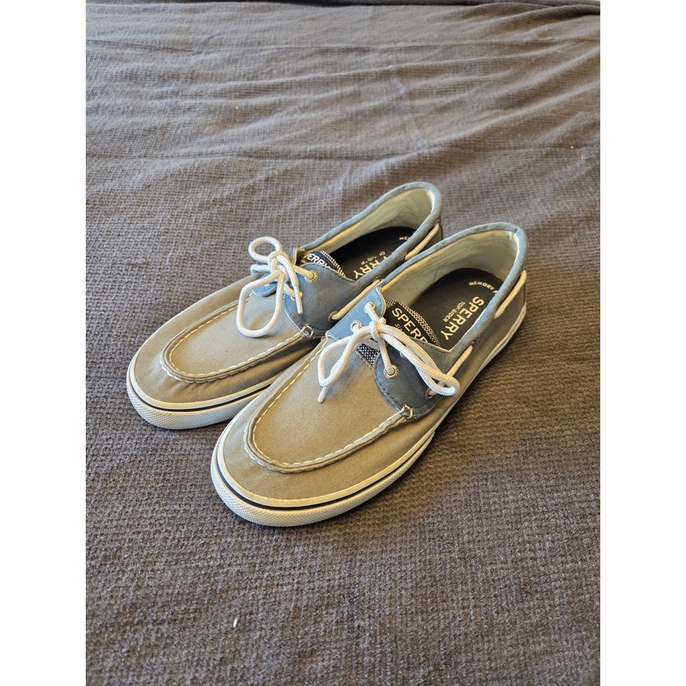 Sperry Top-Sider Boat Shoes Mens 10.5 Canvas Blue Grey Memory Foam Sneakers Deck - Picture 5 of 5